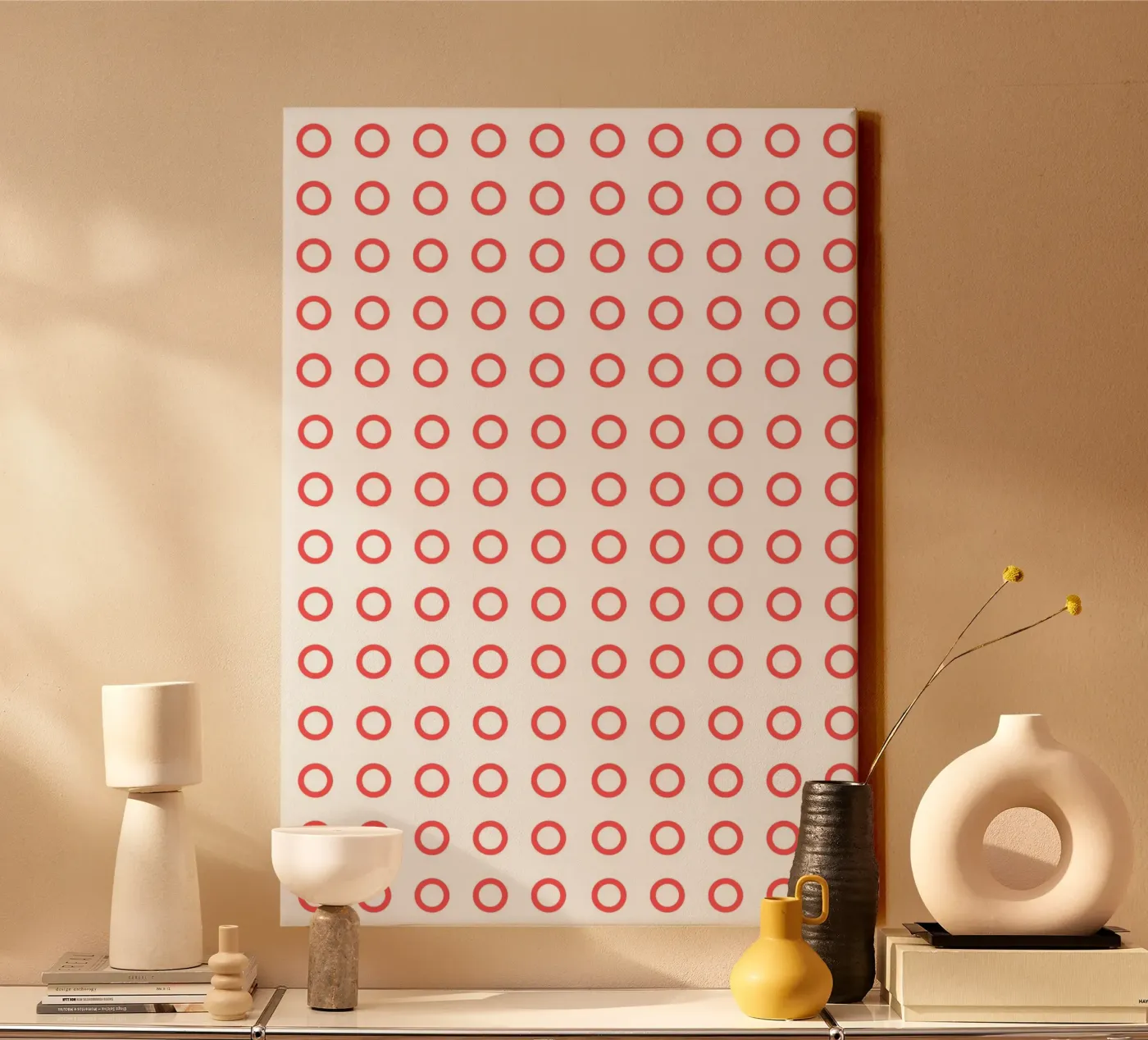 Red dots pattern canvas van Happypatterns