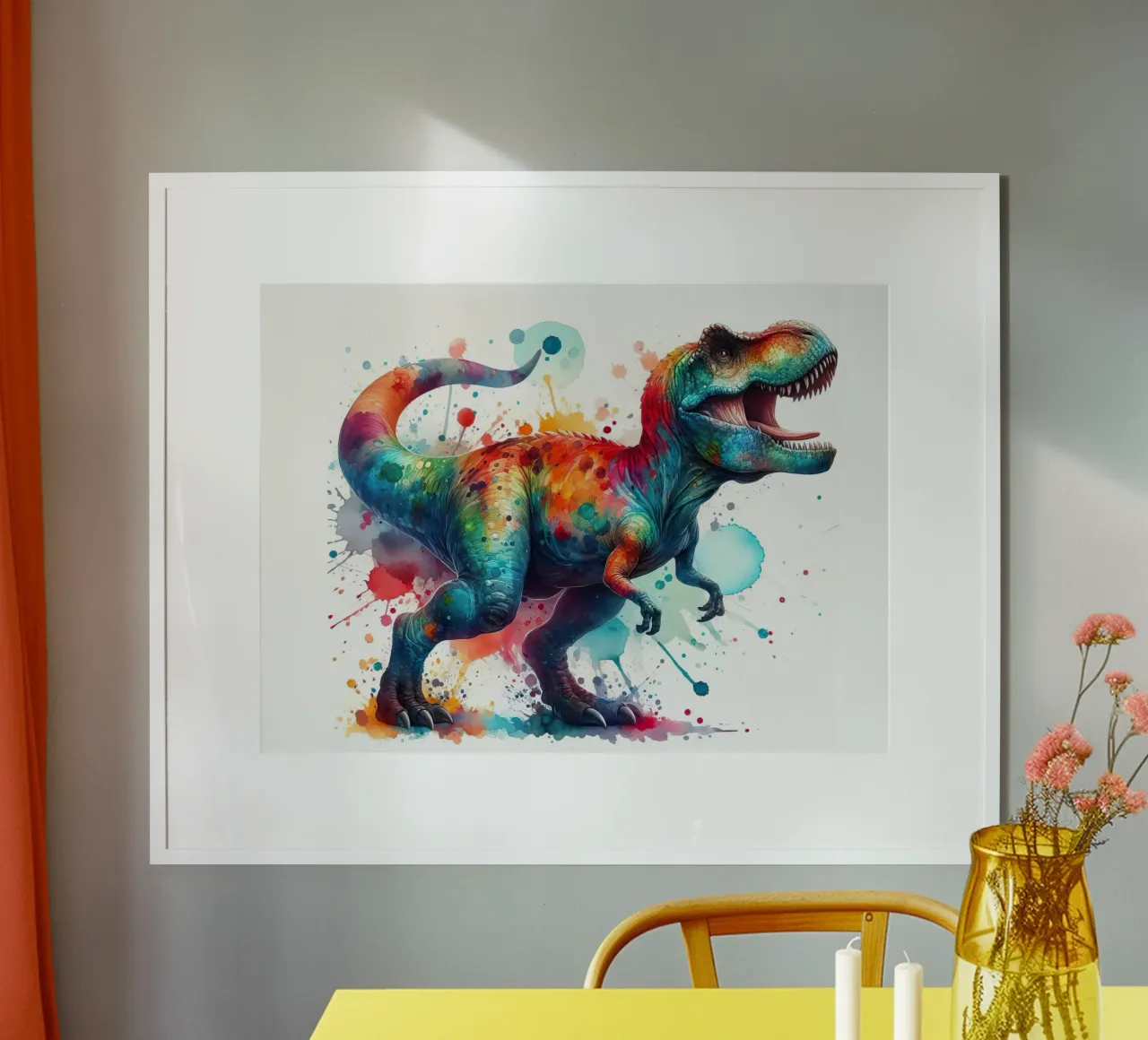 dinosauro tyrannosaurus rex ad acquerello poster da 🎁 ARTVI-SHOP