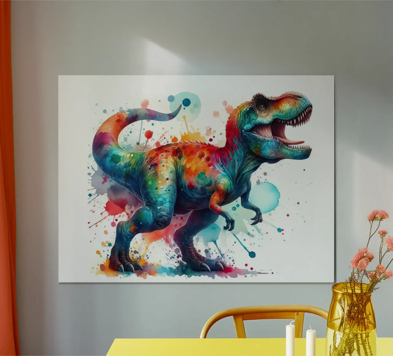dinosauro tyrannosaurus rex ad acquerello poster da 🎁 ARTVI-SHOP
