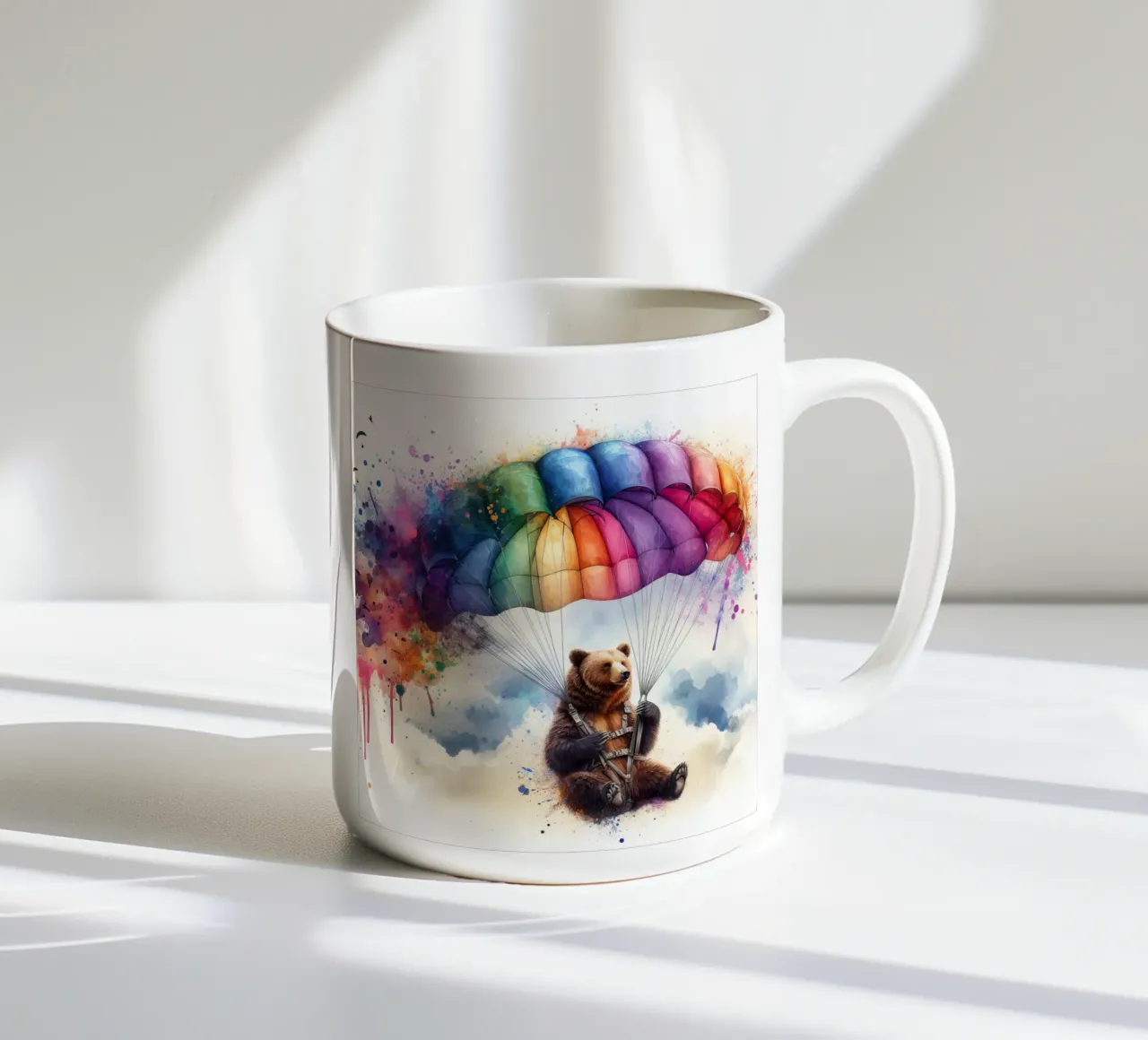 Orso su paracadute in acquerello tazza in ceramica da ARTVI-SHOP