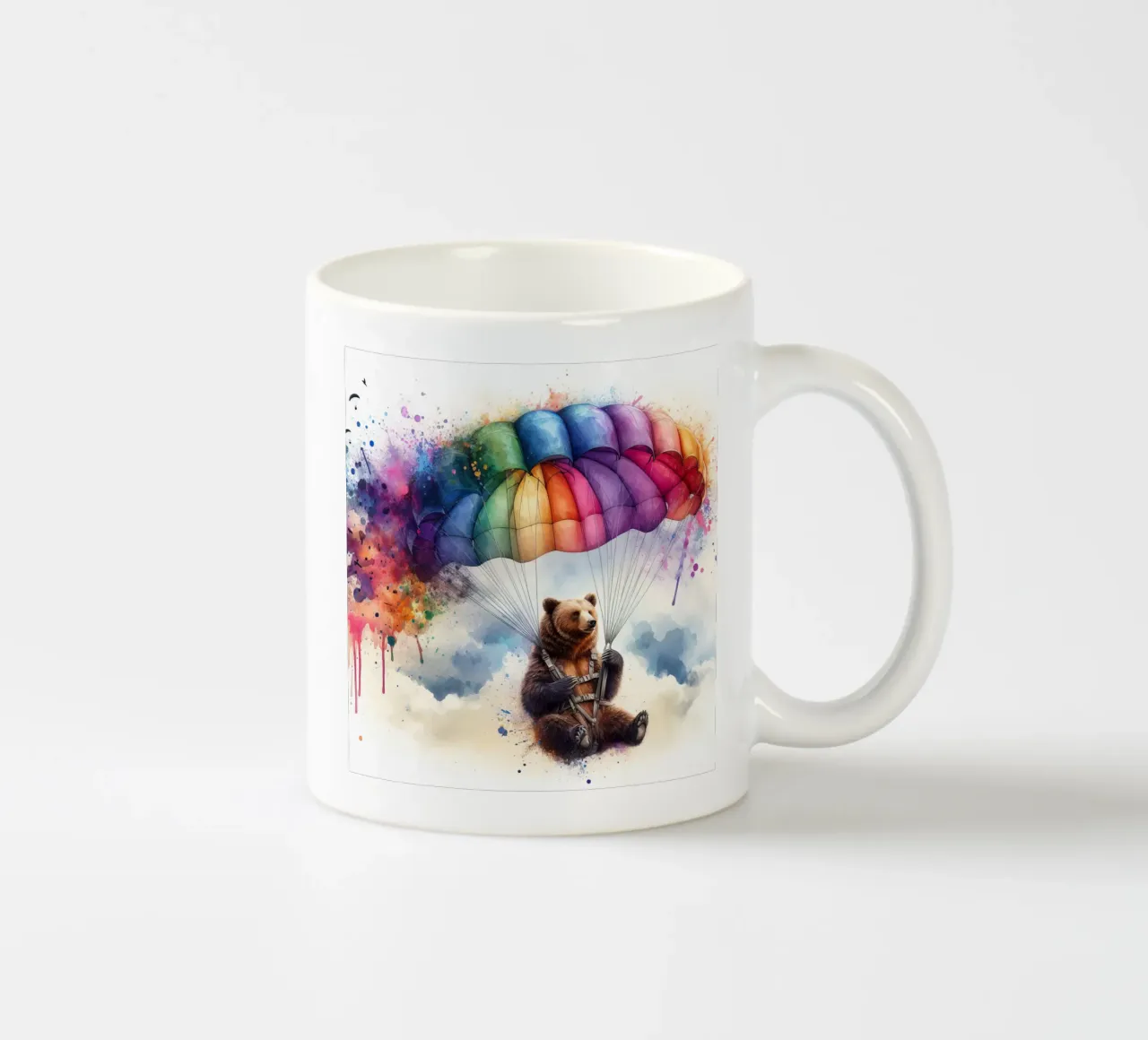 Orso su paracadute in acquerello tazza in ceramica da ARTVI-SHOP