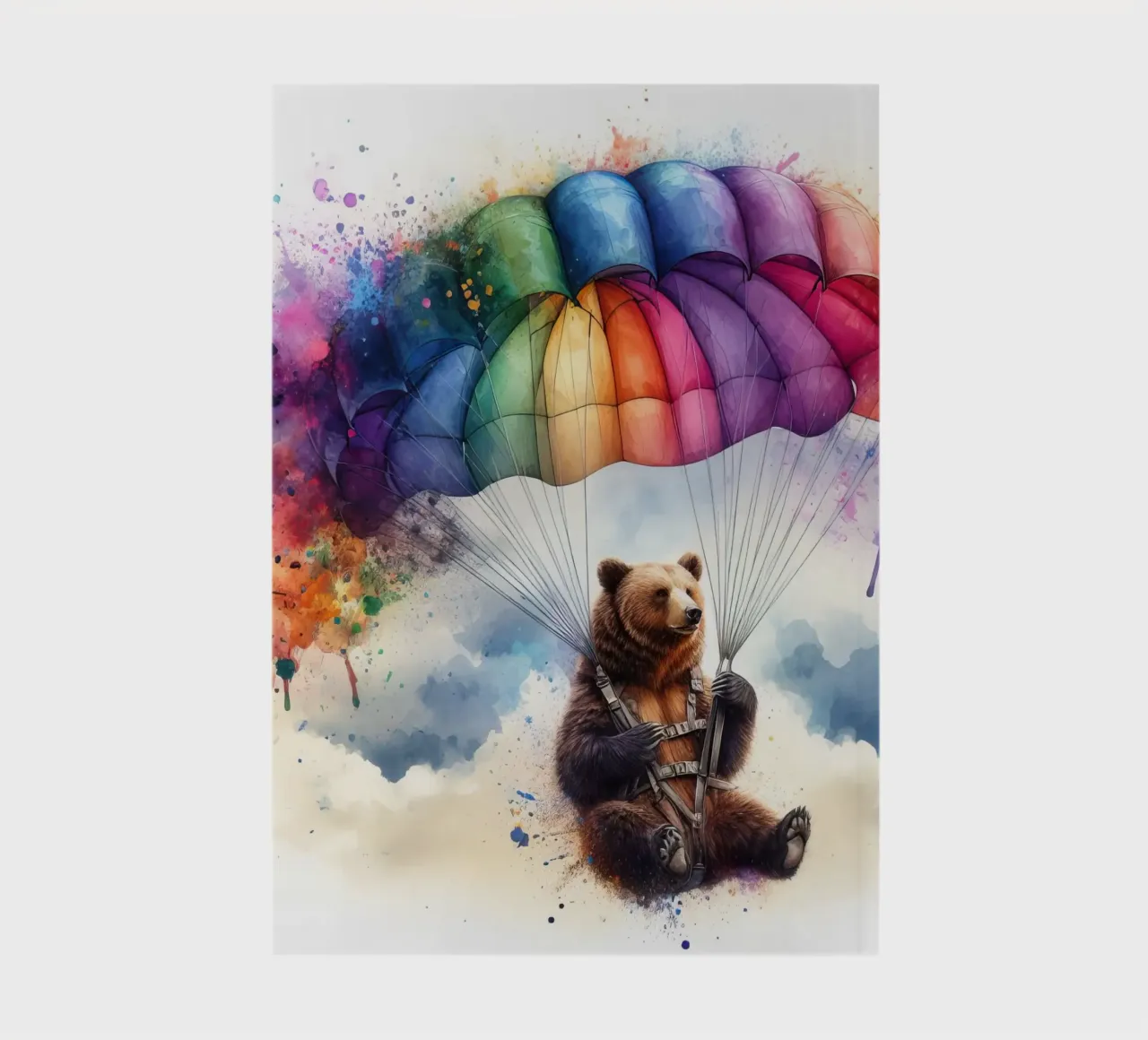 Orso su paracadute in acquerello diario da 🎁 ARTVI-SHOP