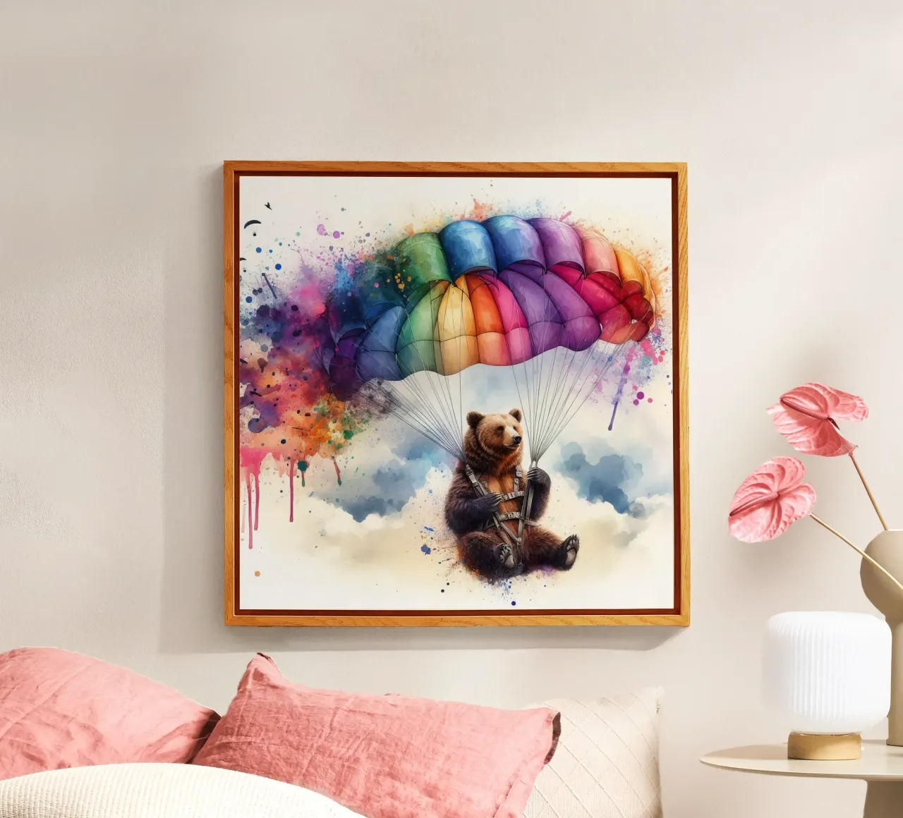 Orso su paracadute in acquerello plexiglass da ARTVI-SHOP