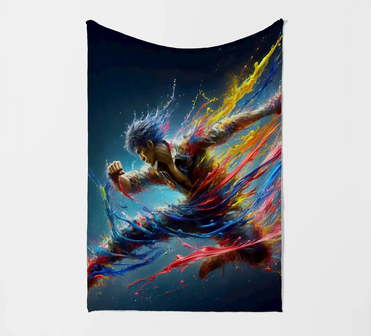 Fighter in watercolor fleece blanket by 🎁 ARTVI-SHOP