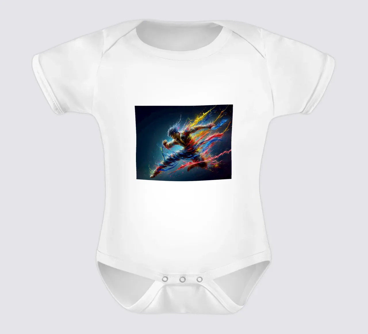 Fighter in watercolor short-sleeve baby romper by 🎁 ARTVI-SHOP