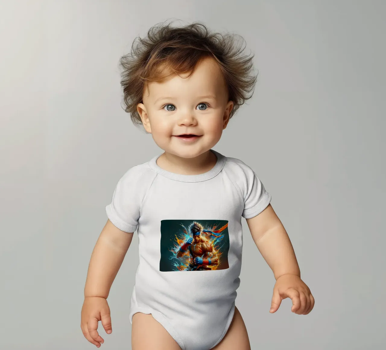 Combattente in acquerello body neonato maniche corte da ARTVI-SHOP