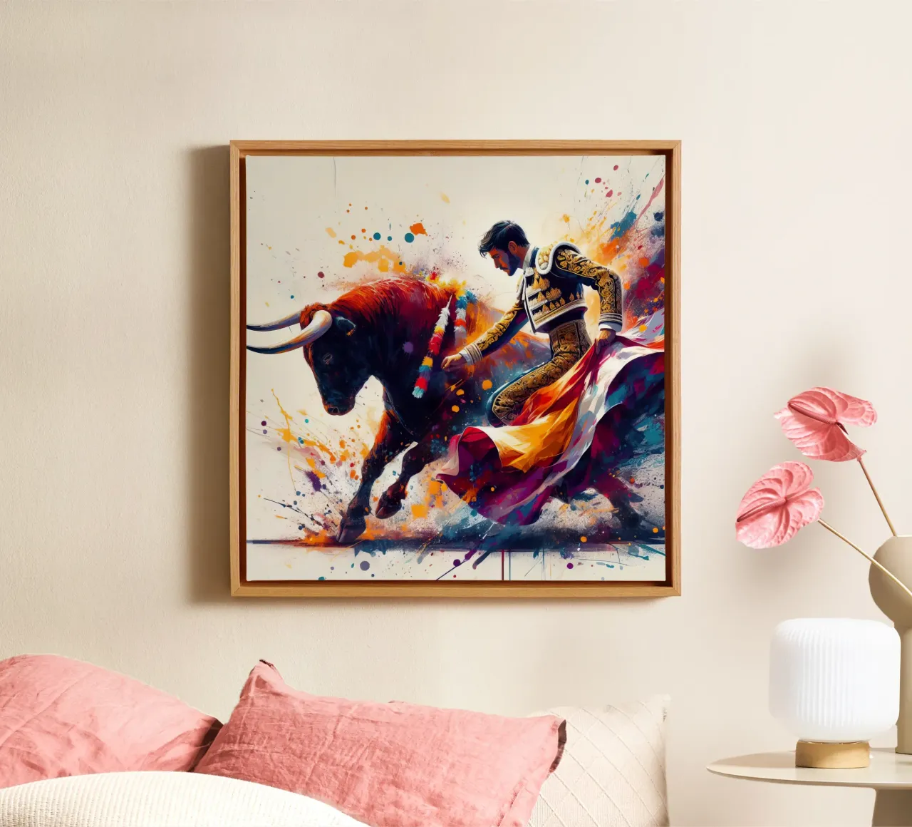 Torero español lienzo con Marco flotante de 🎁 ARTVI-SHOP