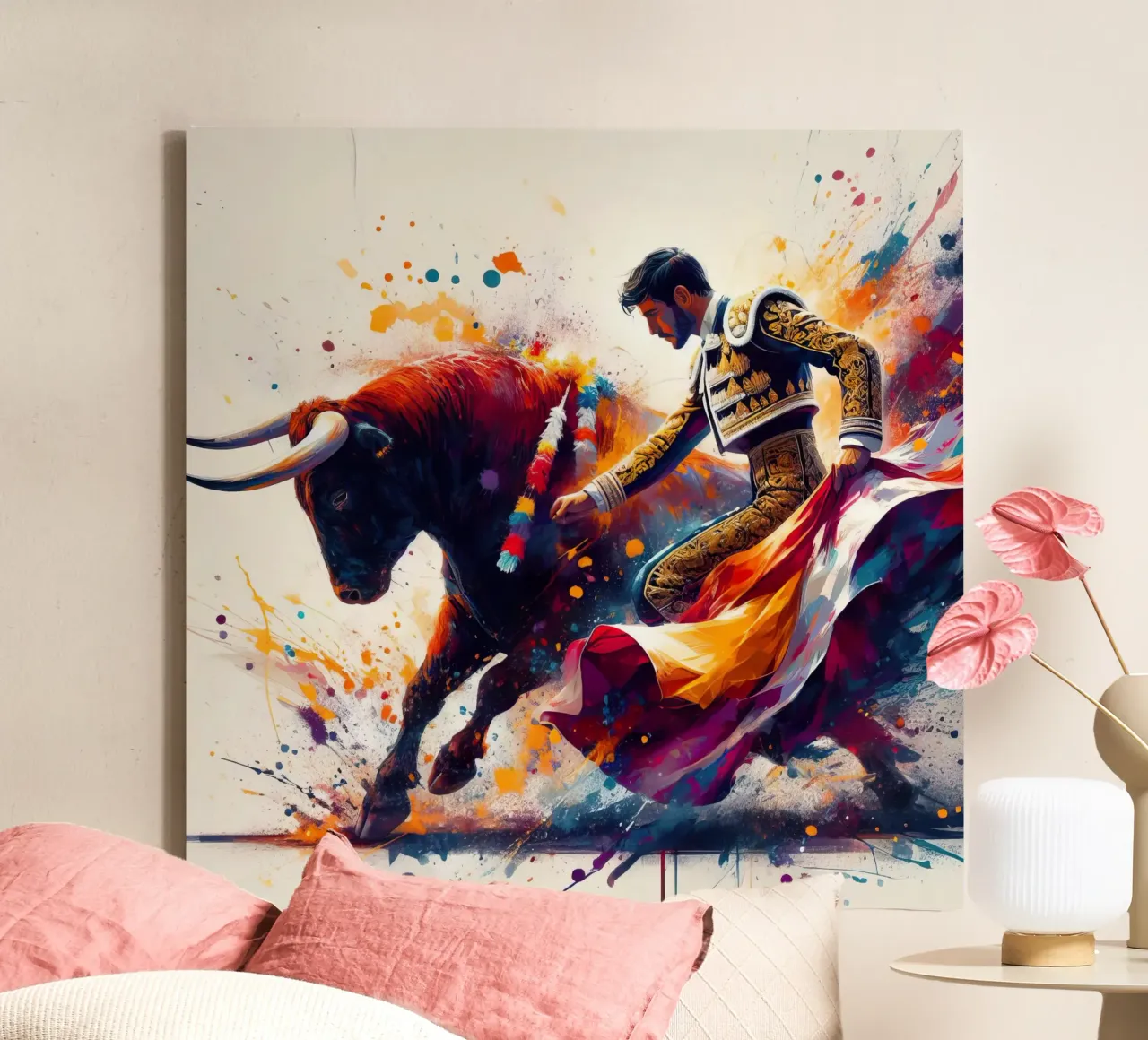 Torero español lienzo con Marco flotante de 🎁 ARTVI-SHOP