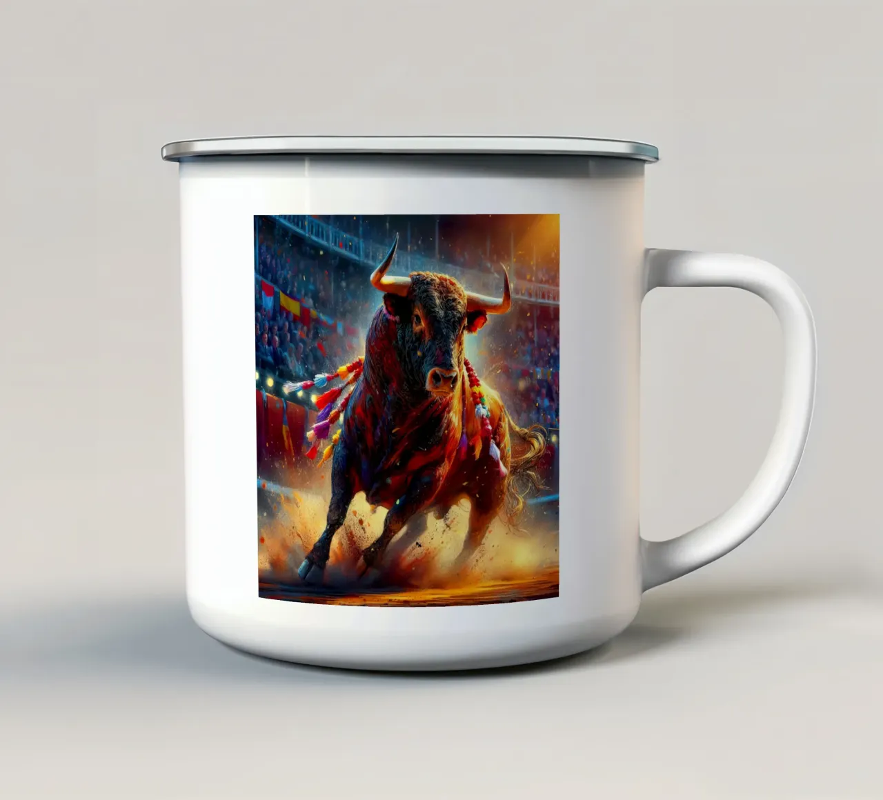 toro in plaza de españa tazza in smalto da 🎁 NOBELART