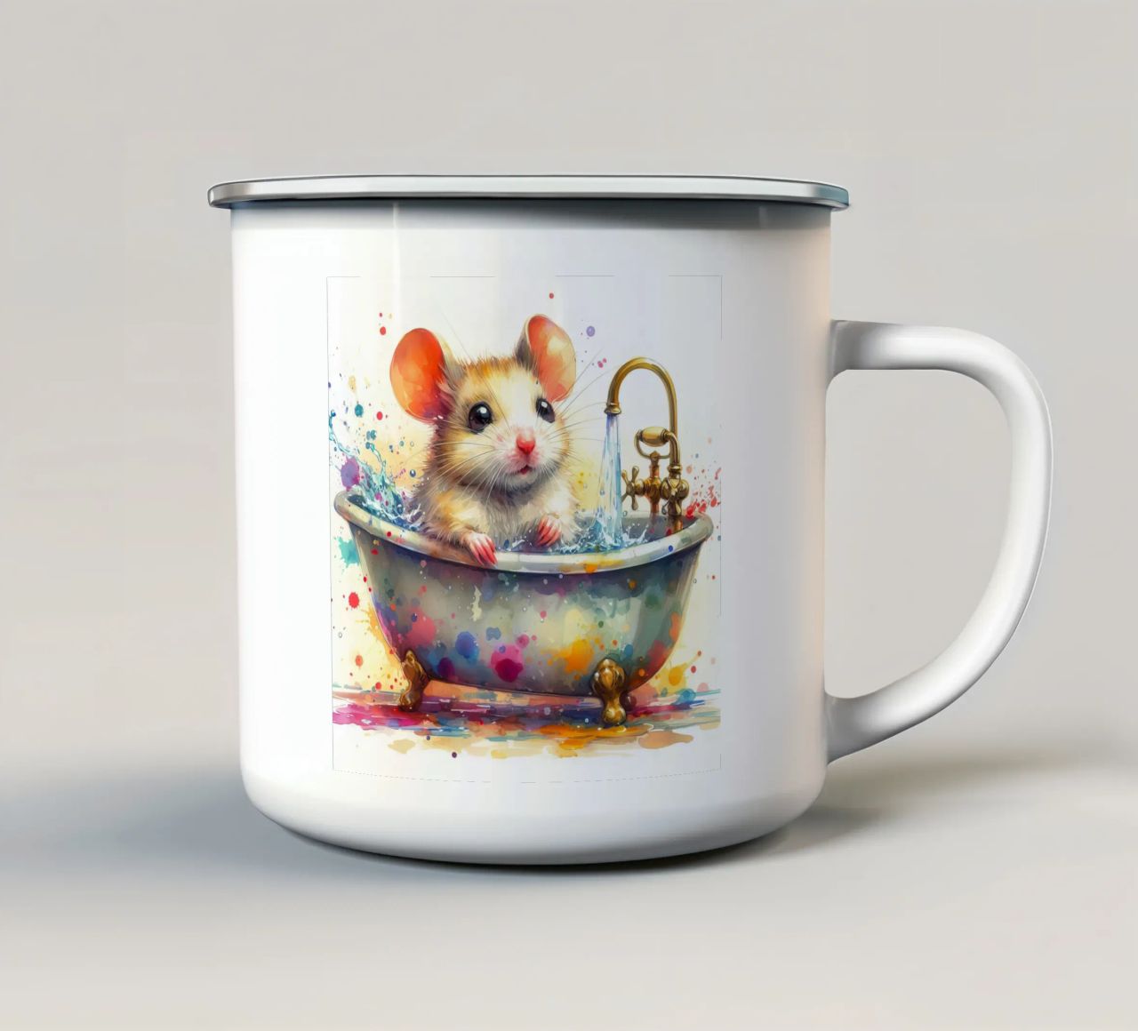 Un topo nella vasca da bagno tazza in smalto da ARTVI-SHOP