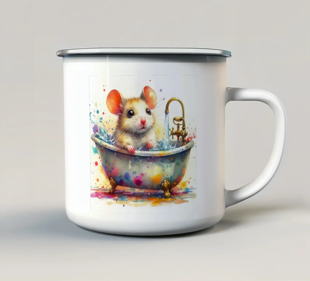 Un topo nella vasca da bagno tazza in smalto da 🎁 ARTVI-SHOP