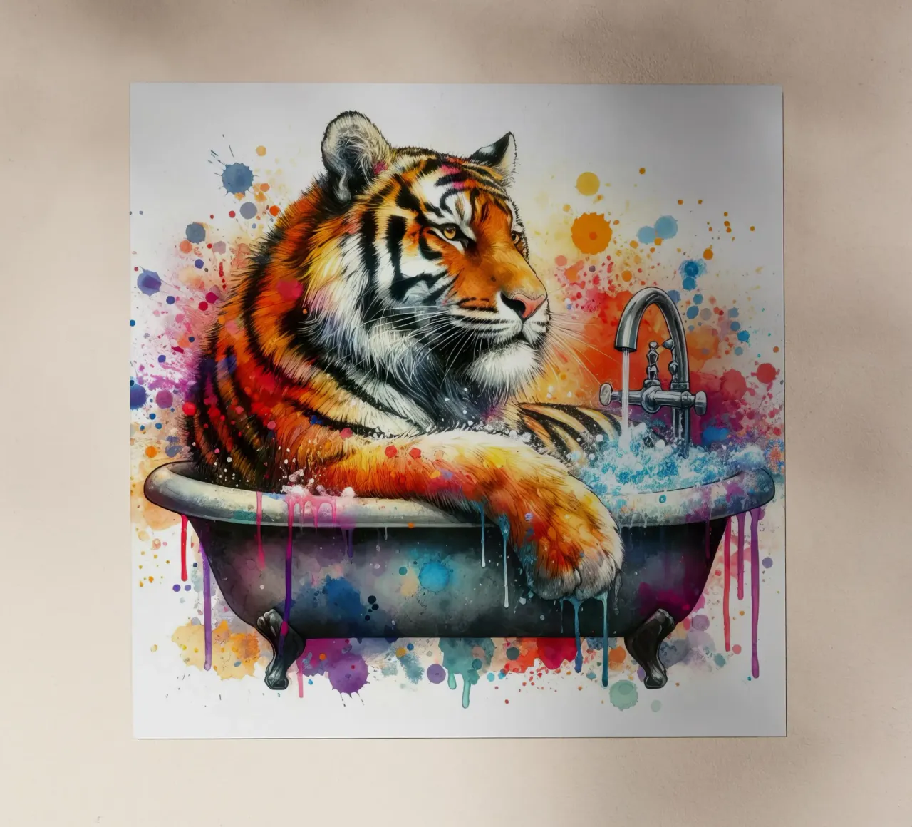 Una tigre nella vasca da bagno pellicola backlit da 🎁 ARTVI-SHOP