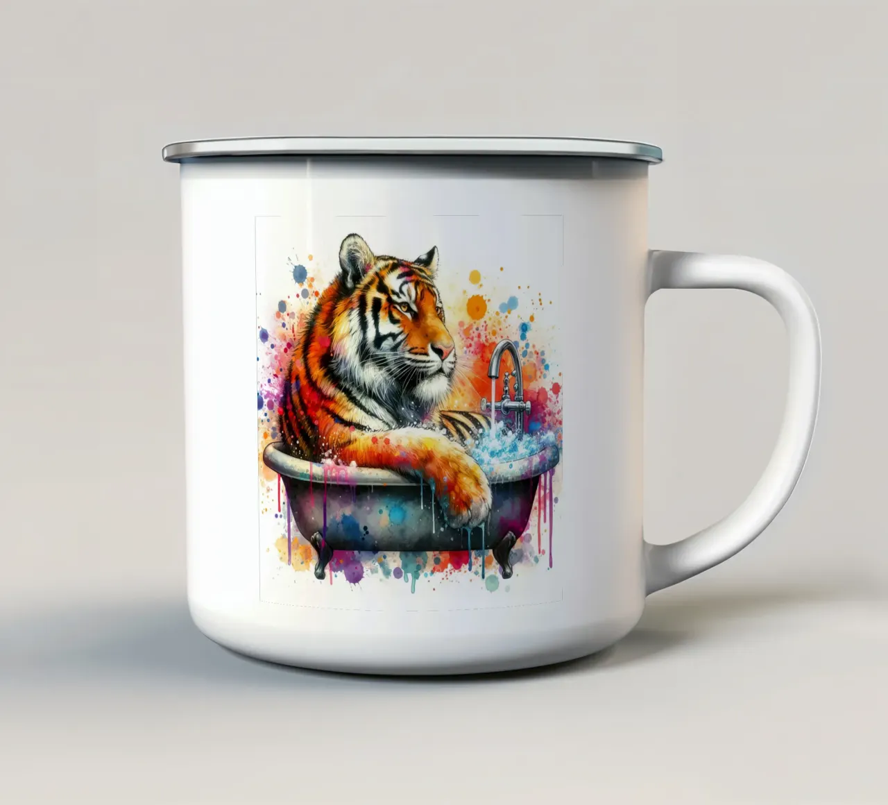 Una tigre nella vasca da bagno tazza in smalto da 🎁 ARTVI-SHOP