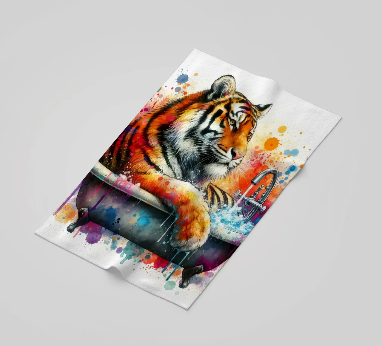 Una tigre nella vasca da bagno telo mare da 🎁 ARTVI-SHOP