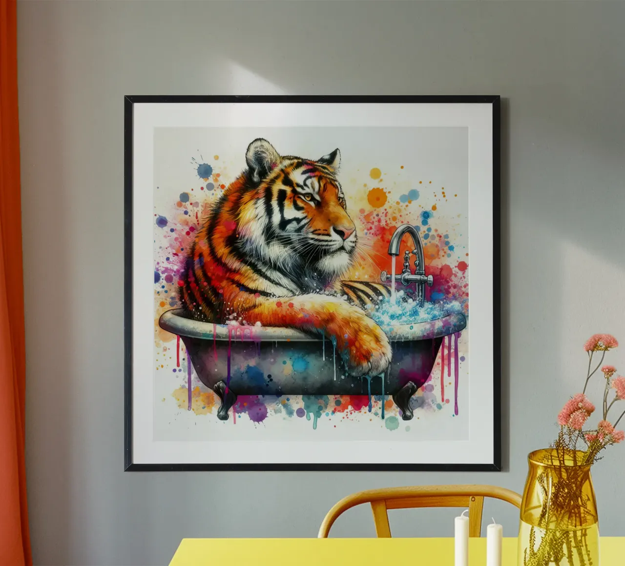 Una tigre nella vasca da bagno carta hahnemühle da 🎁 ARTVI-SHOP