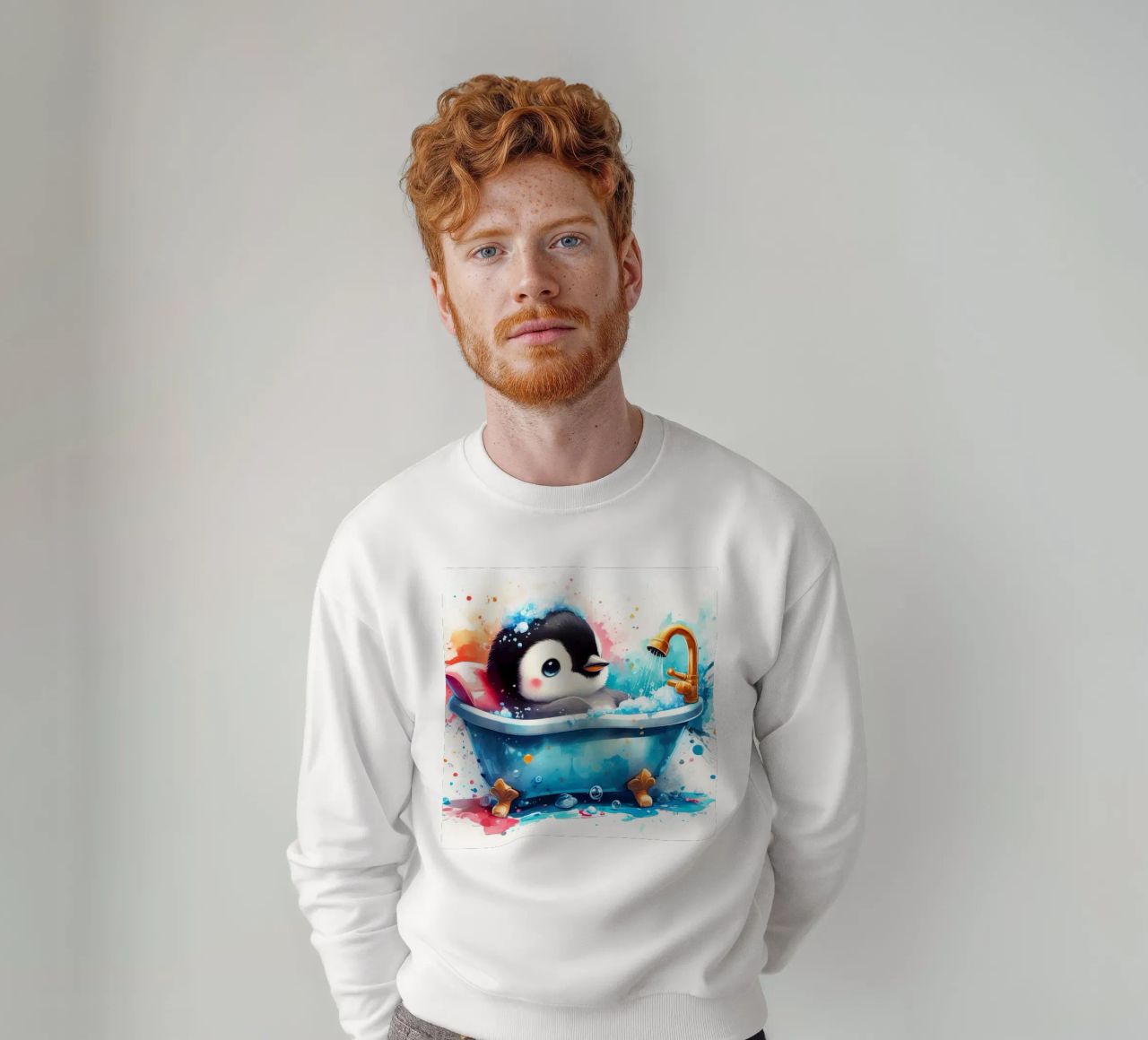 Un bebé pingüino en la bañera sudadera de ARTVI-SHOP