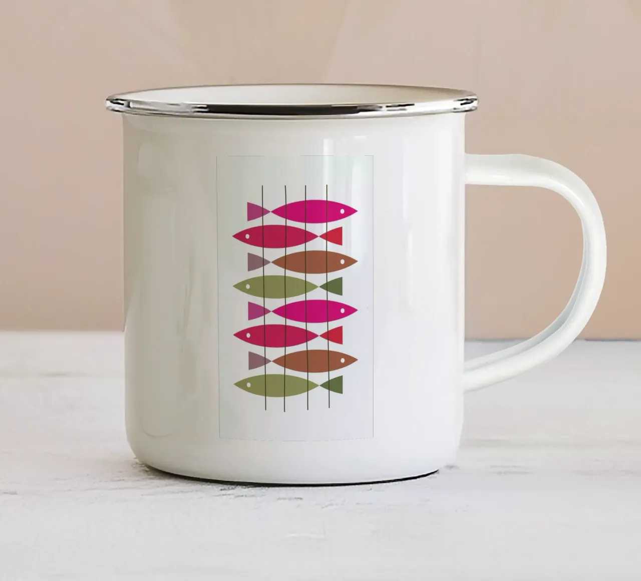 Fish 1 tazza in smalto da Visual Philosophy