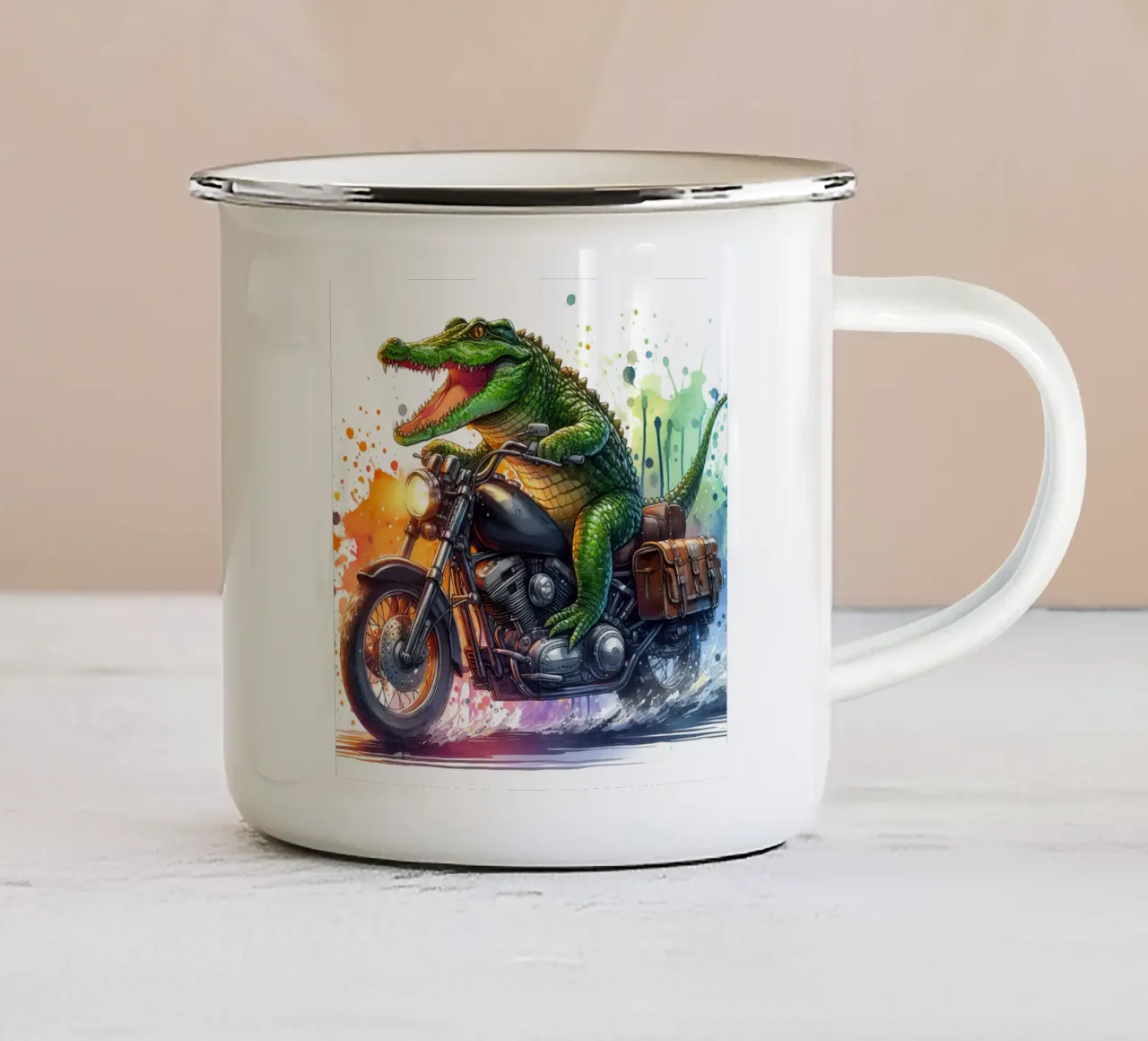 motociclista coccodrillo tazza in smalto da ARTVI-SHOP