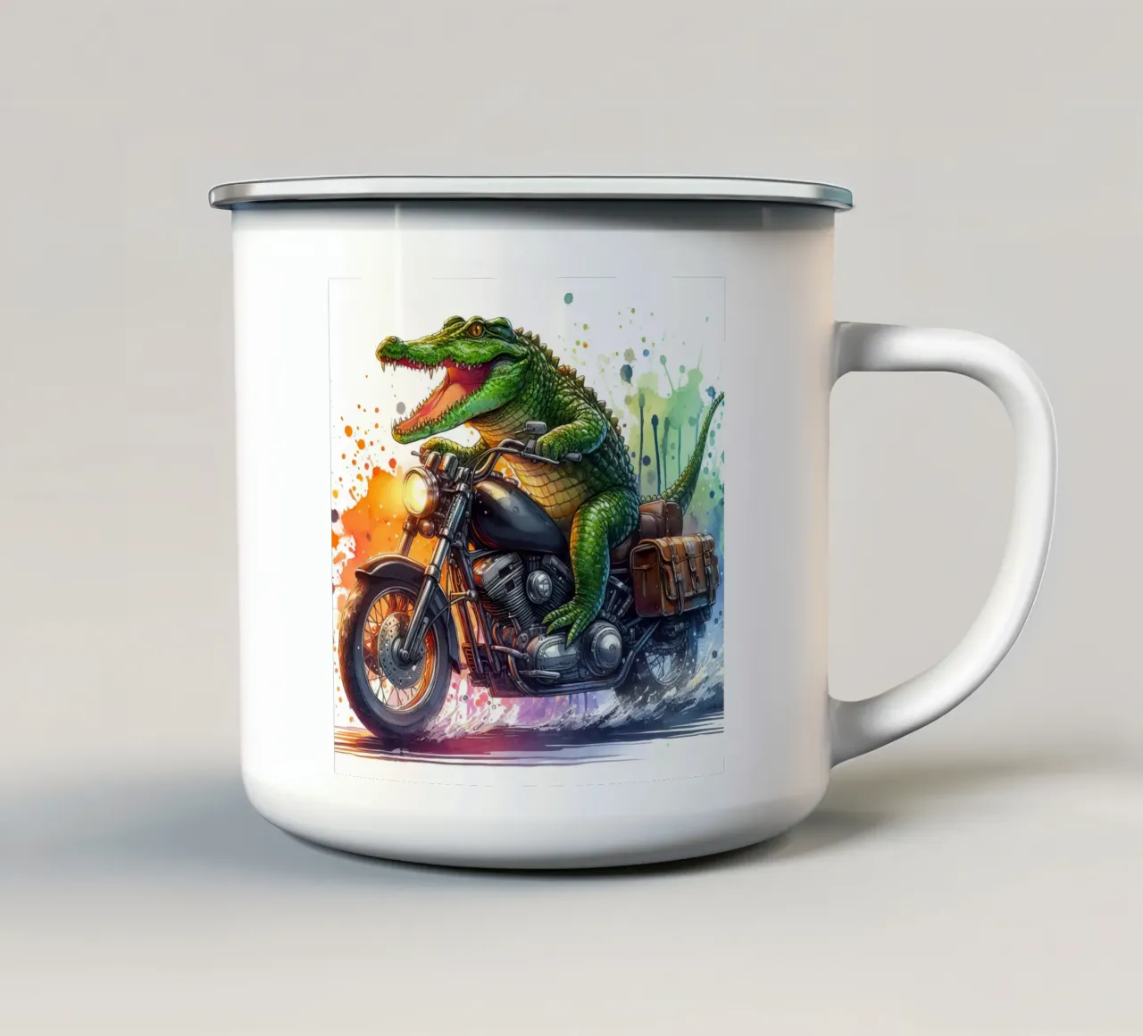 motociclista coccodrillo tazza in smalto da ARTVI-SHOP