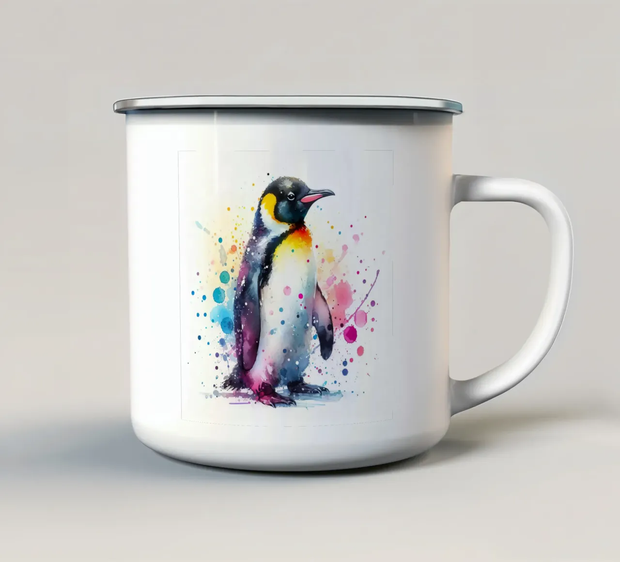 Pinguino ad acquerello tazza in smalto da ARTVI-SHOP