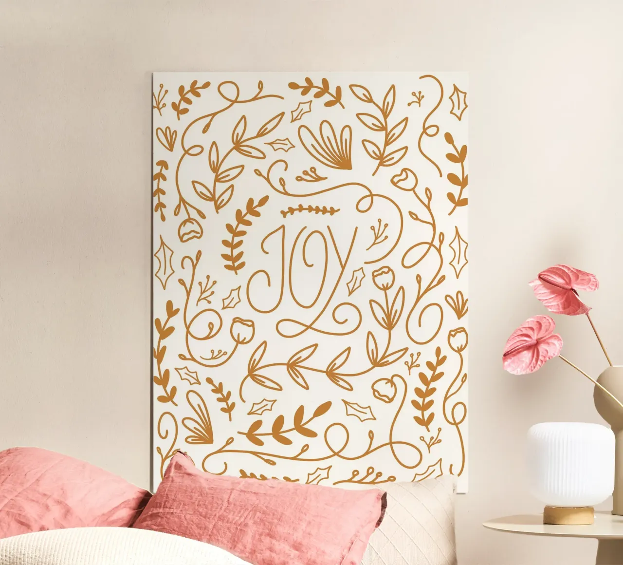 Joy Christmas Design poster con telaio in legno da anisillustration