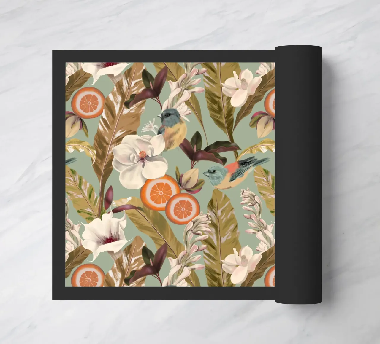Tropical Leaves and Birds zerbino da anisillustration