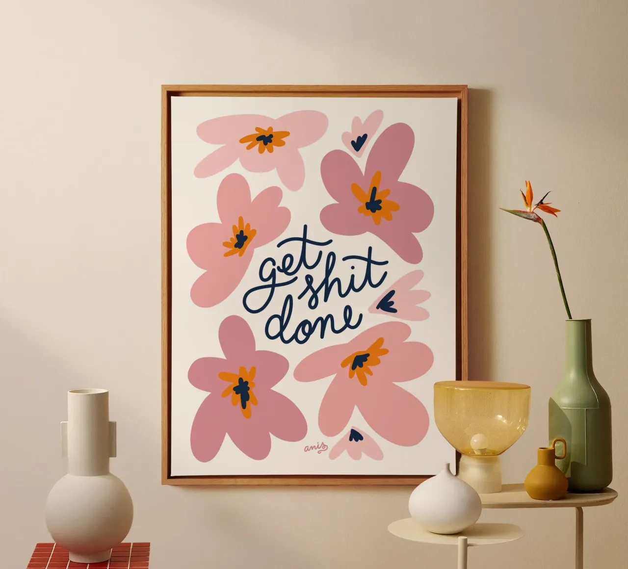 Get Shit Done tela con Cornice a cassetta da anisillustration