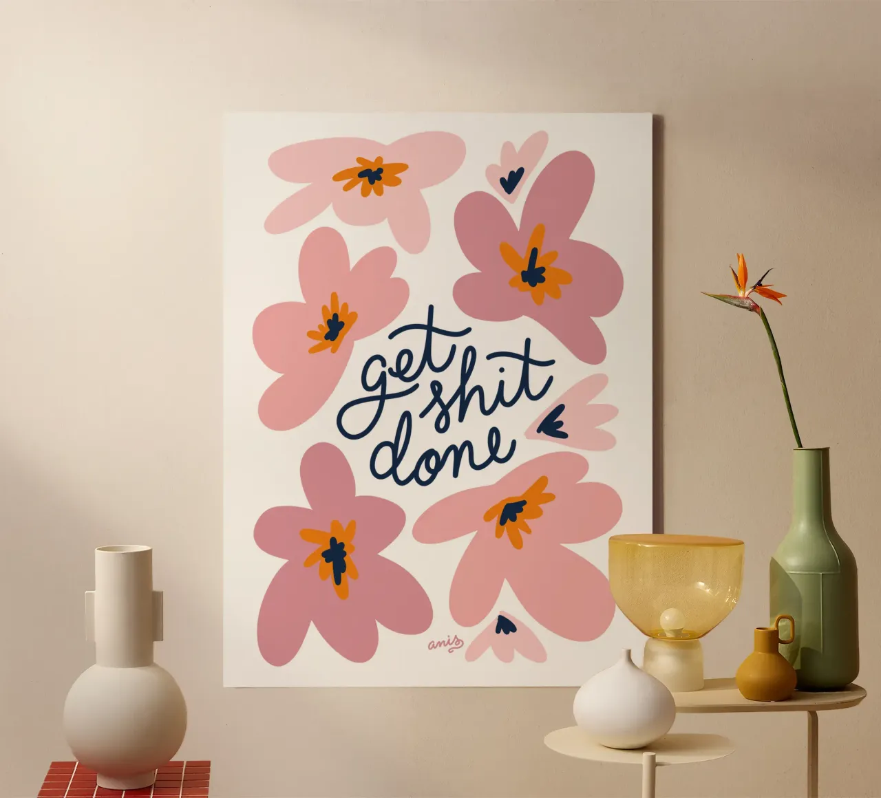 Get Shit Done tela con Cornice a cassetta da anisillustration