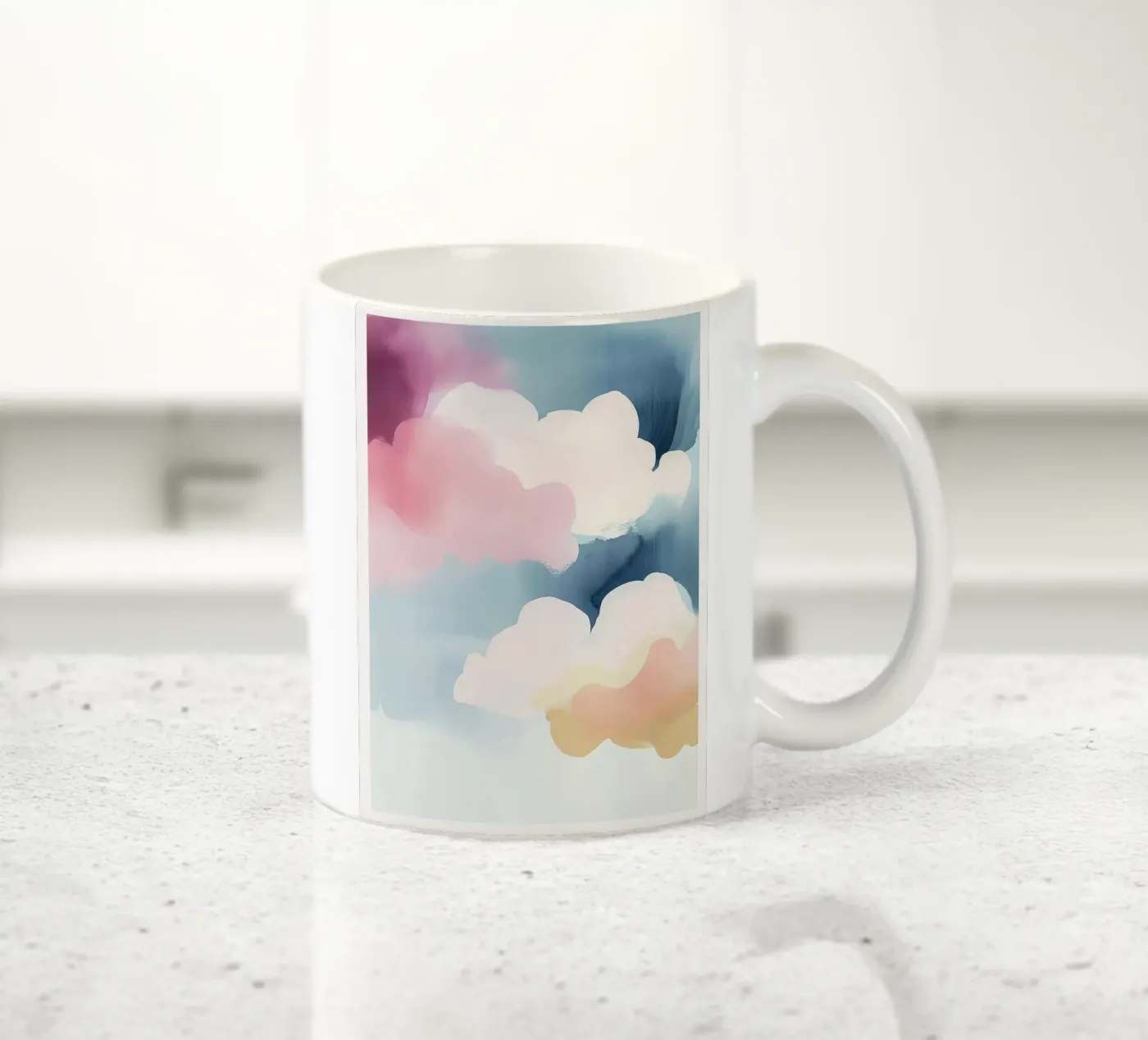 Pastel Abstract Clouds ceramic mug by Hazia