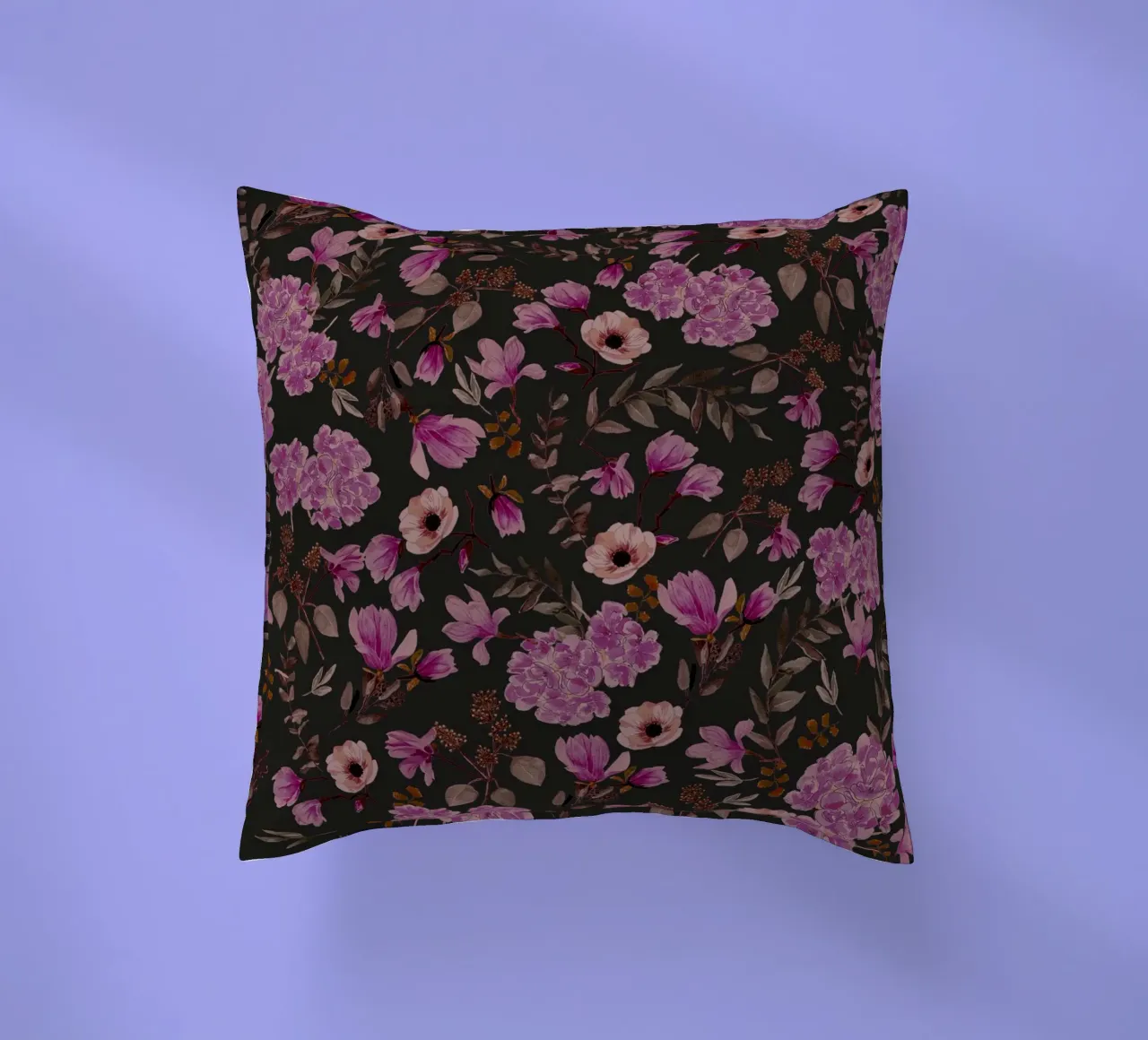 Dark Romantic Florals Pattern cuscino da anisillustration