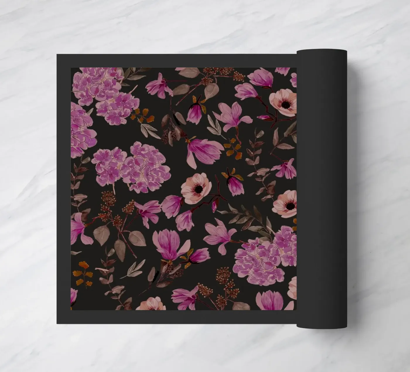 Dark Romantic Florals Pattern Fußmatte von anisillustration