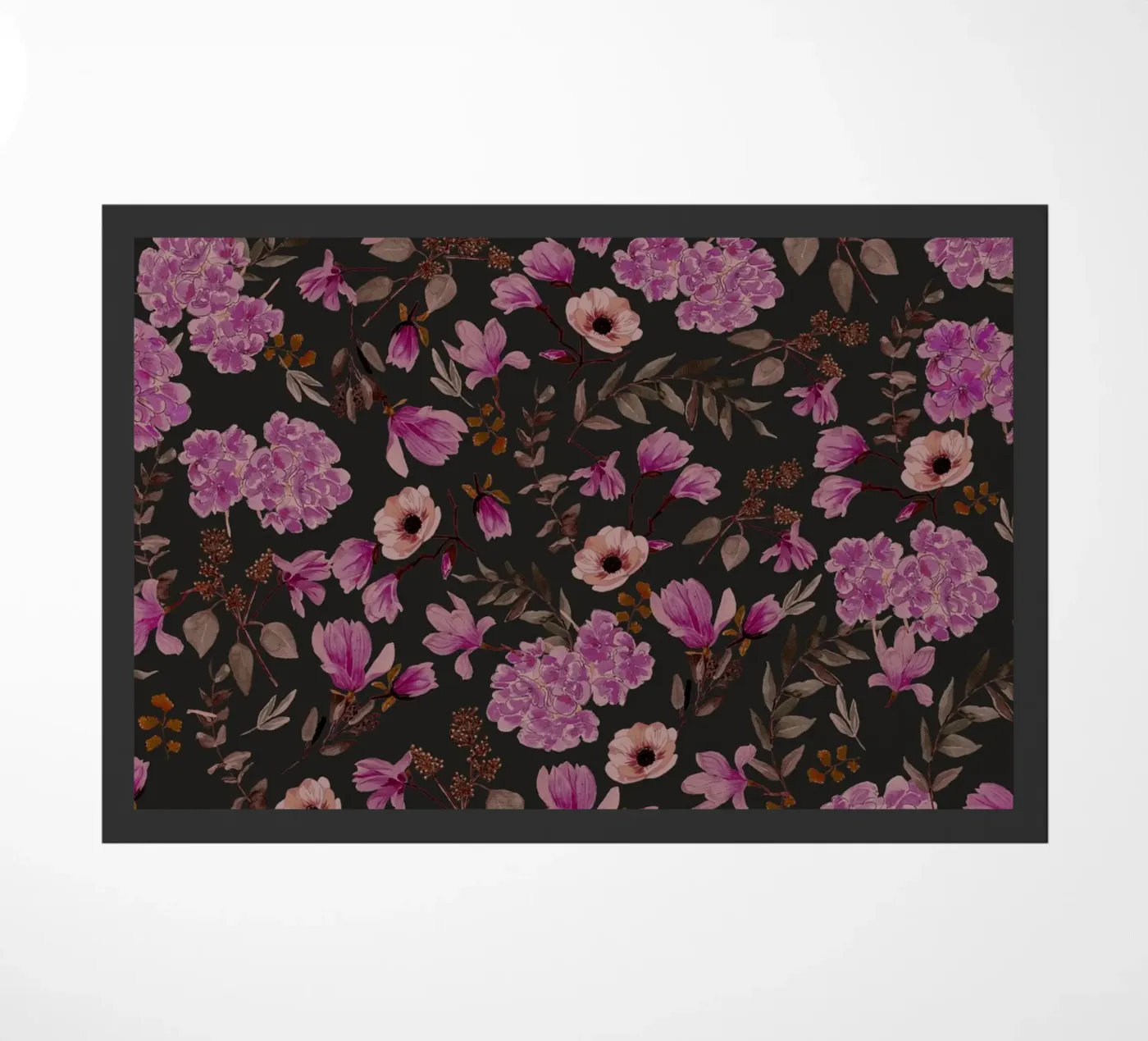 Dark Romantic Florals Pattern Fußmatte von anisillustration