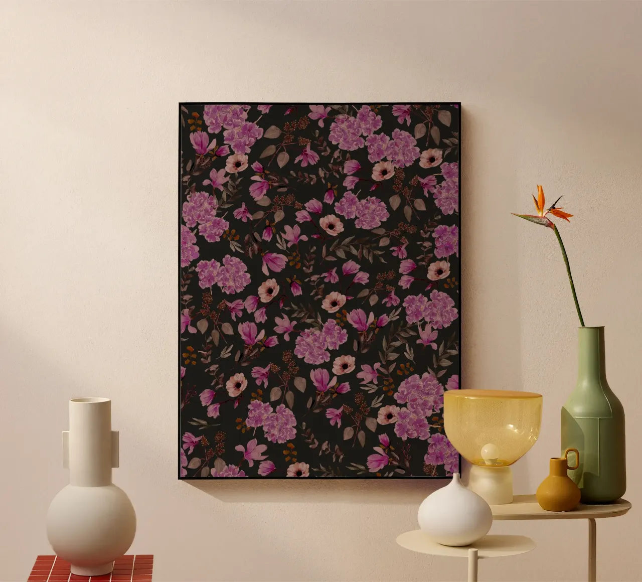 Dark Romantic Florals Pattern acrylic glass by anisillustration