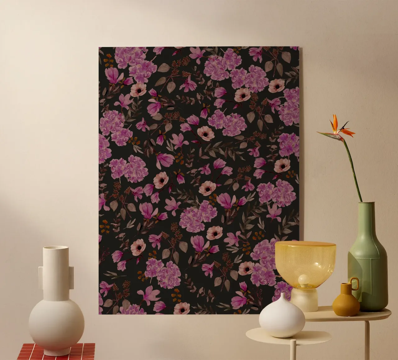 Dark Romantic Florals Pattern acrylic glass by anisillustration