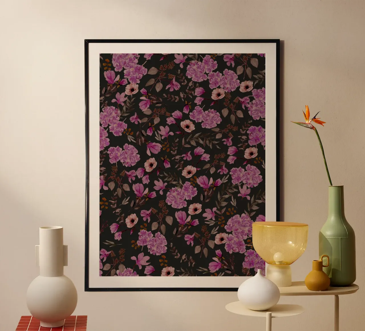 Dark Romantic Florals Pattern poster da anisillustration