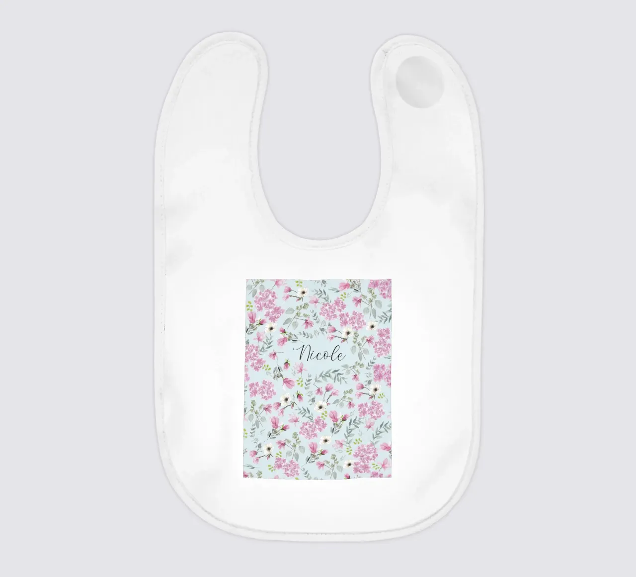 Romantic Floral Pattern Pink Flowers and Name bavaglino da anisillustration