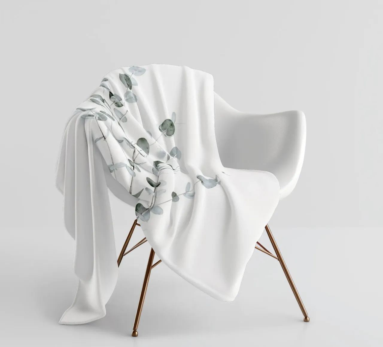 Eucalyptus leaves - modern and light fleece blanket by Whole©