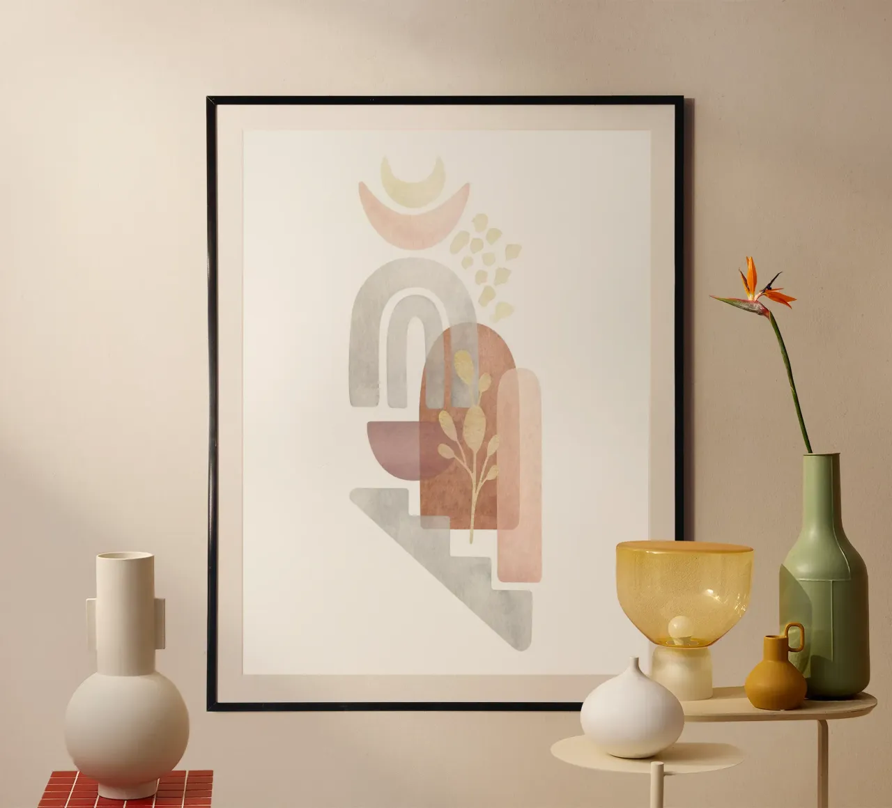 Geometria astratta - Boho Chic poster con telaio in plastica da Whole©