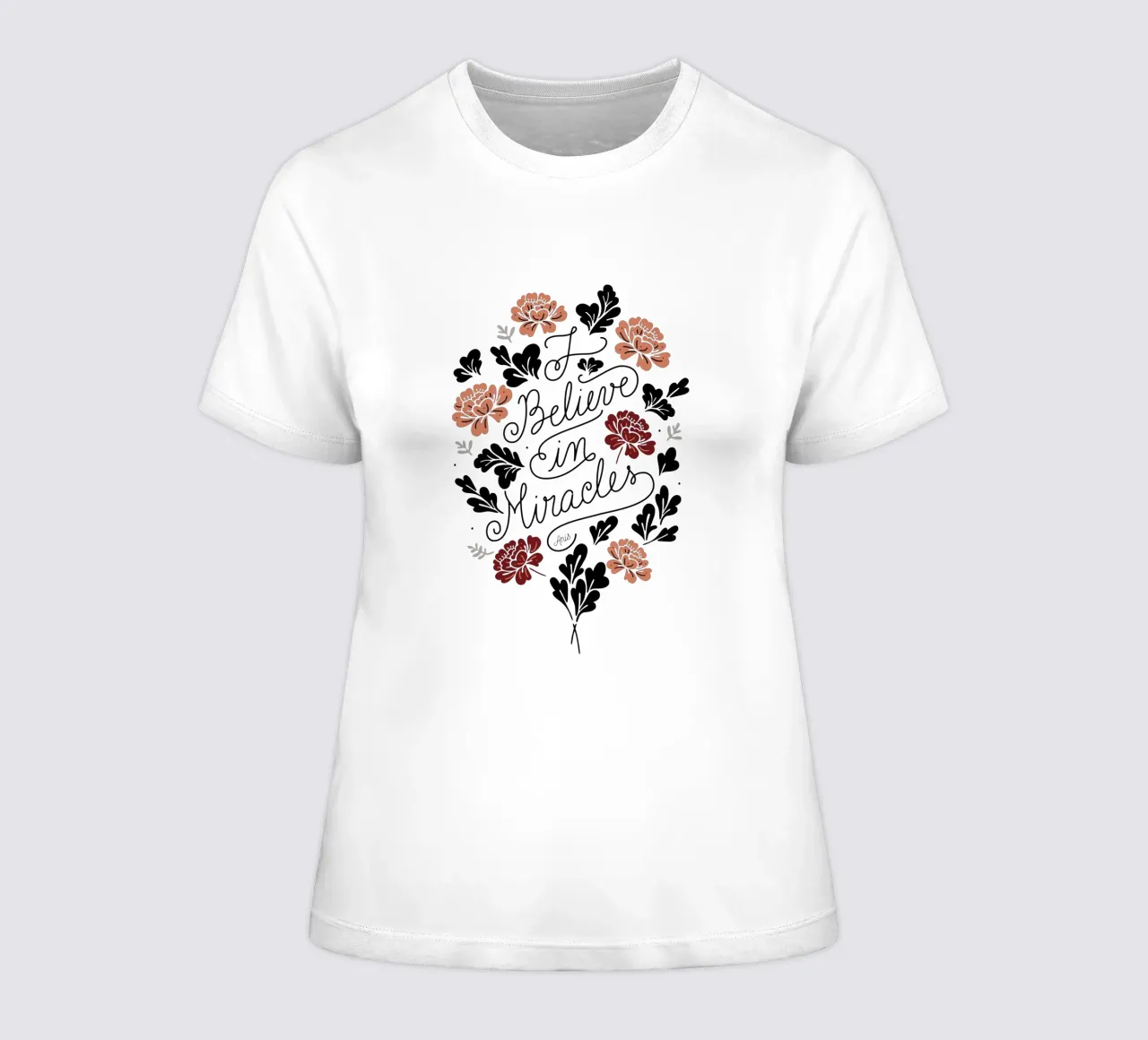I Believe in Miracles women's fitted t-shirt by anisillustration