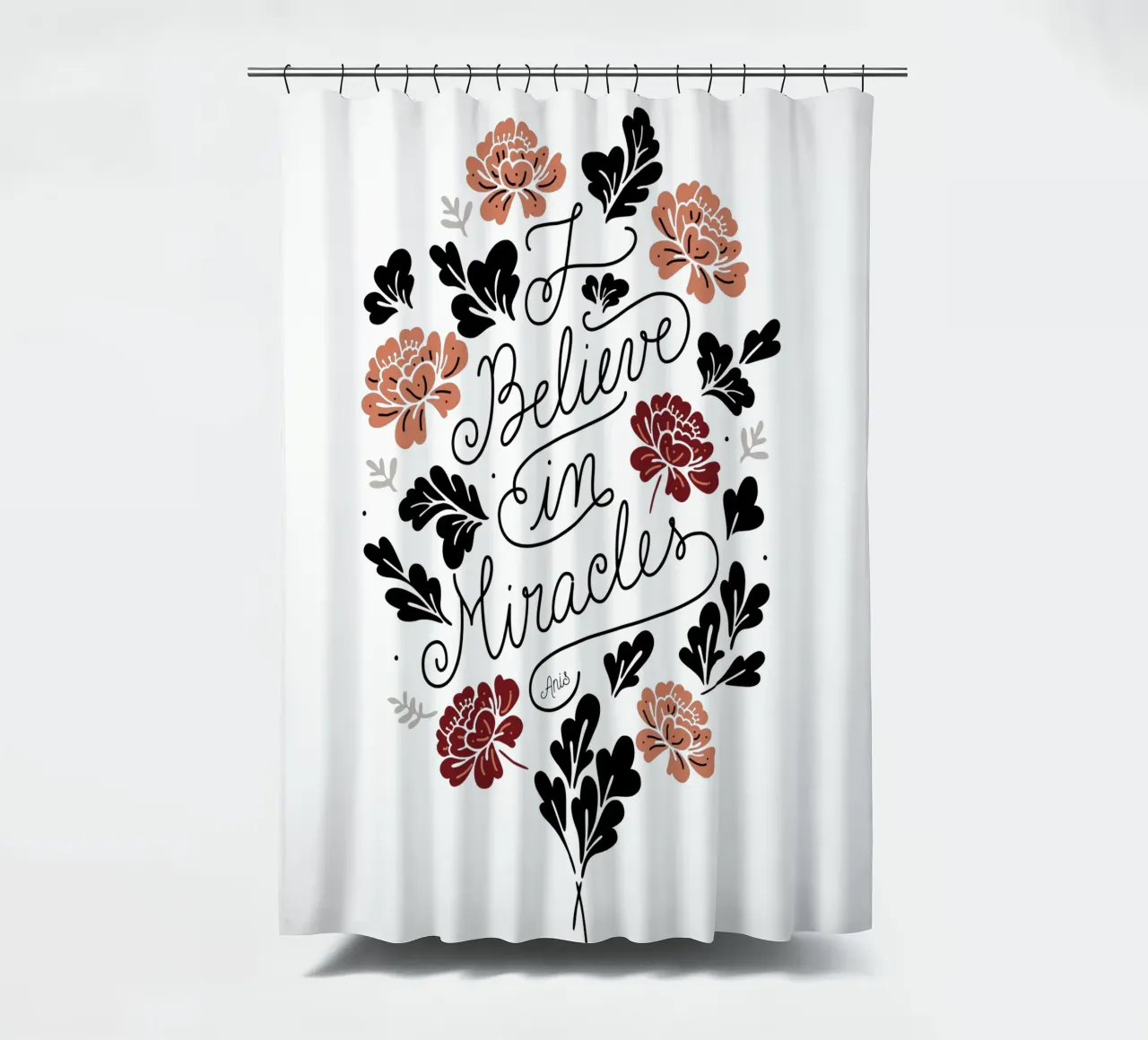 I Believe in Miracles shower curtain by anisillustration