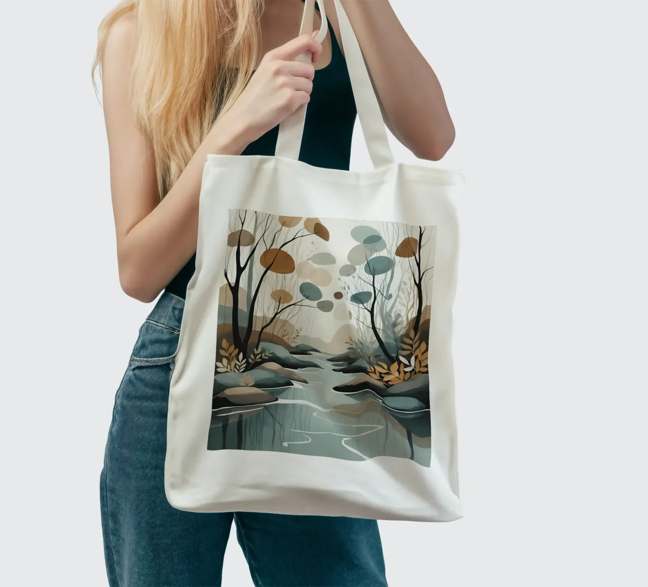 Serene Stream Jutebeutel von Artistic-shop