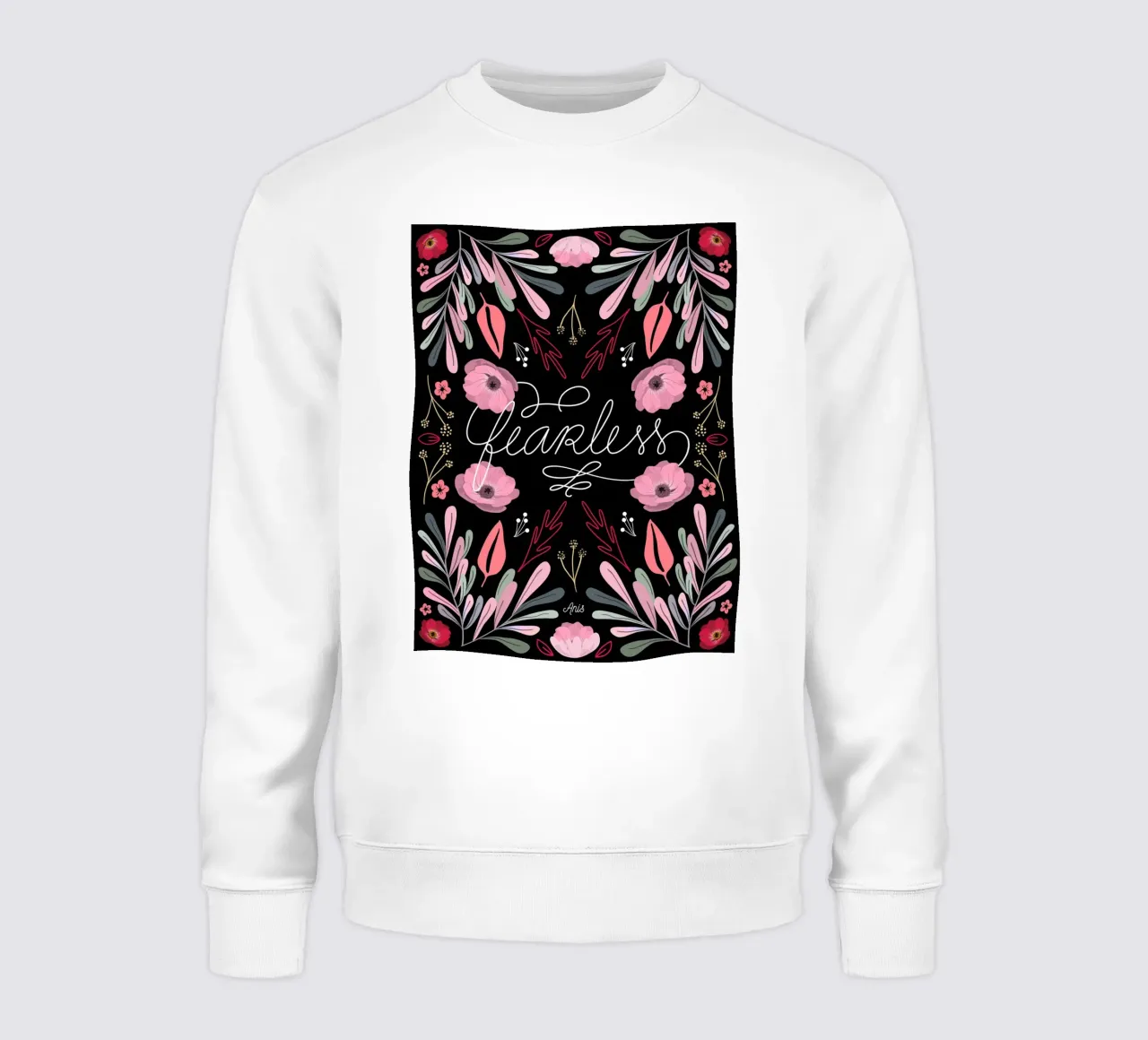 Fearless Quote Mirrored Flowers felpa da anisillustration