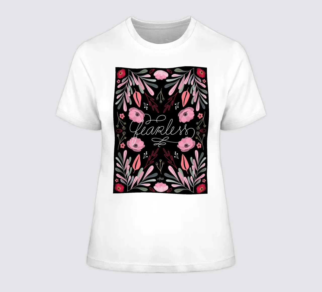 Fearless Quote Mirrored Flowers t-shirt da donna da anisillustration