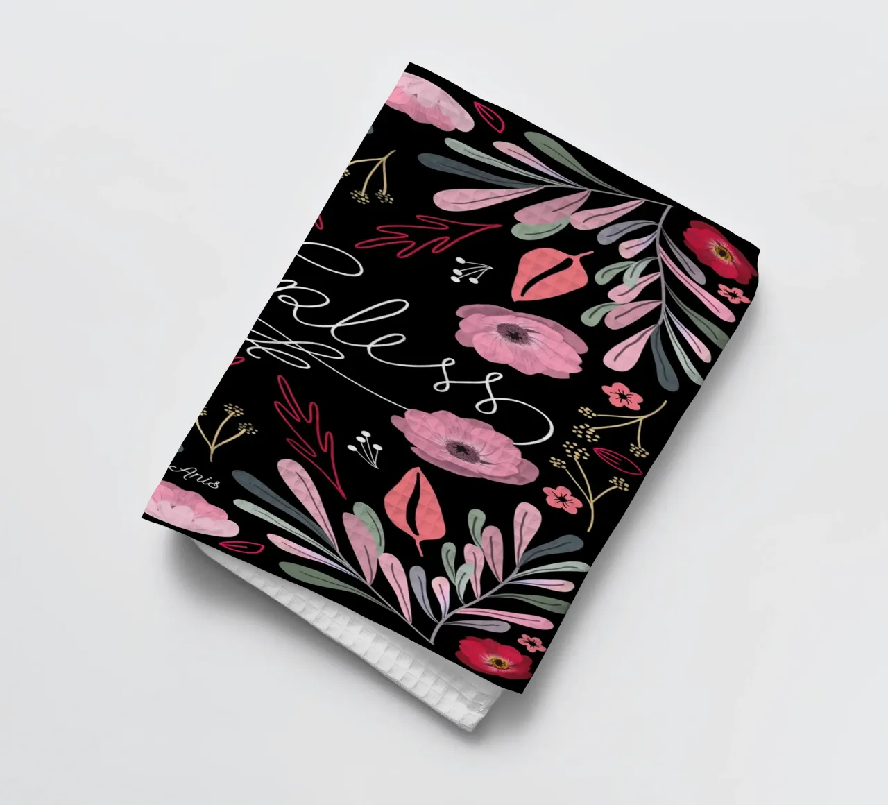 Fearless Quote Mirrored Flowers canovaccio da cucina da anisillustration