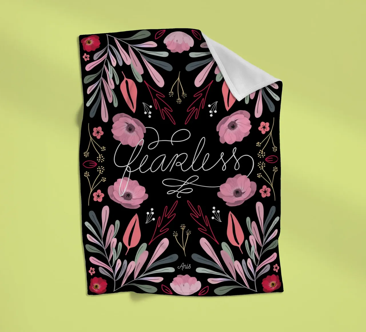 Fearless Quote Mirrored Flowers coperta in pile da anisillustration