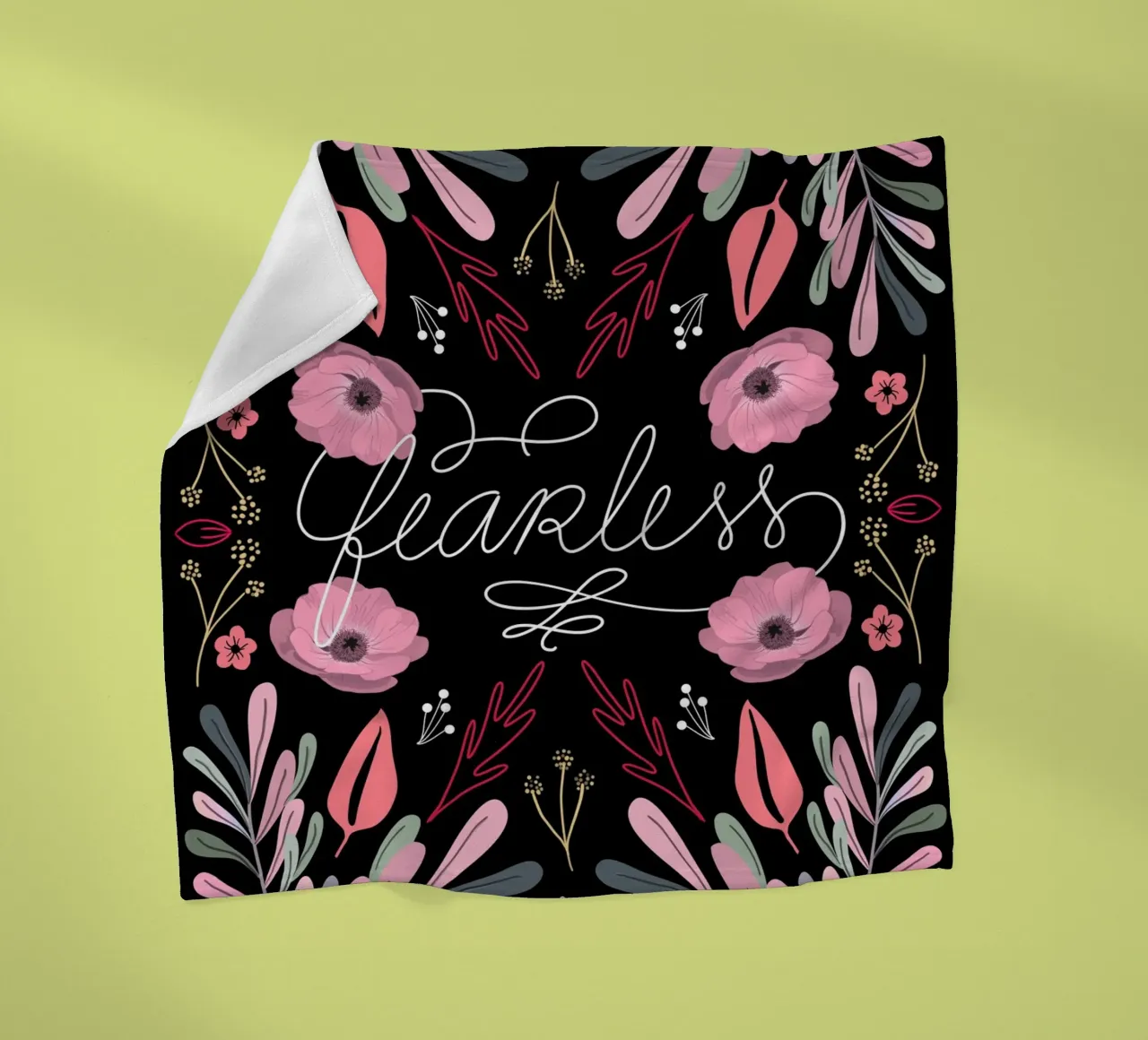 Fearless Quote Mirrored Flowers coperta in pile da anisillustration