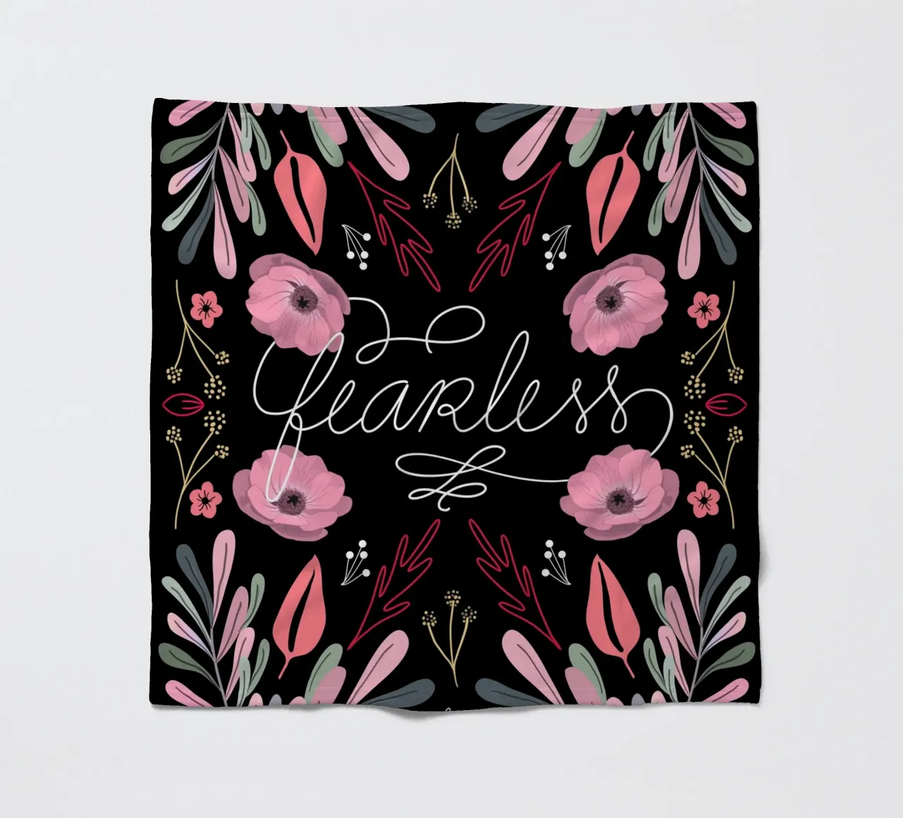 Fearless Quote Mirrored Flowers coperta in pile da anisillustration