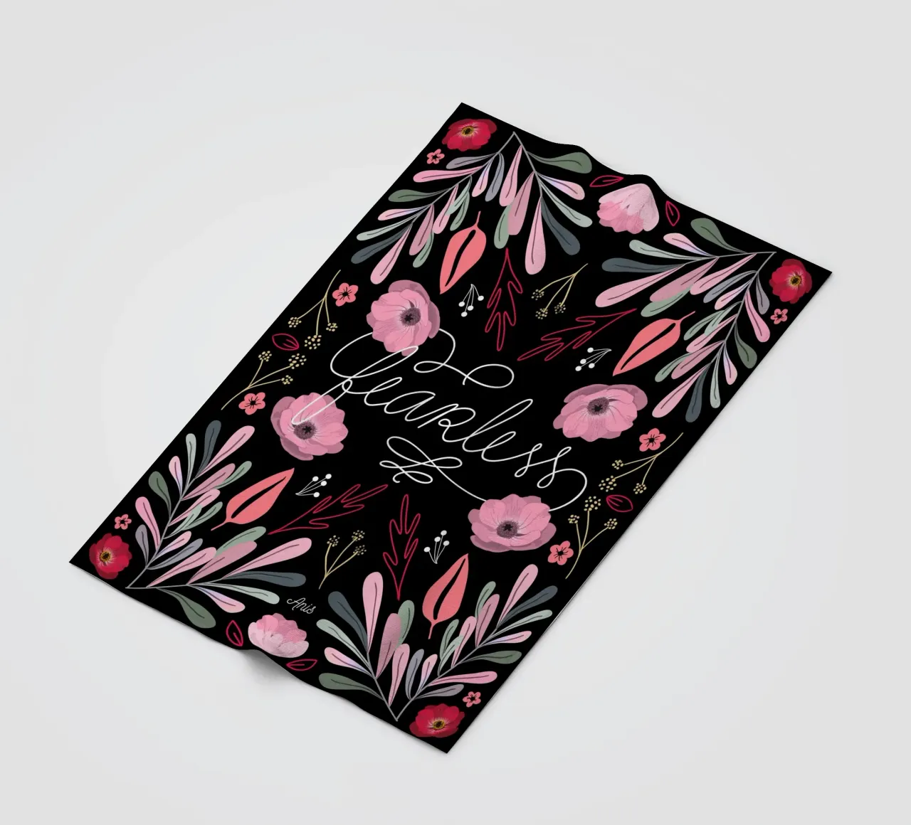 Fearless Quote Mirrored Flowers coperta in pile da anisillustration