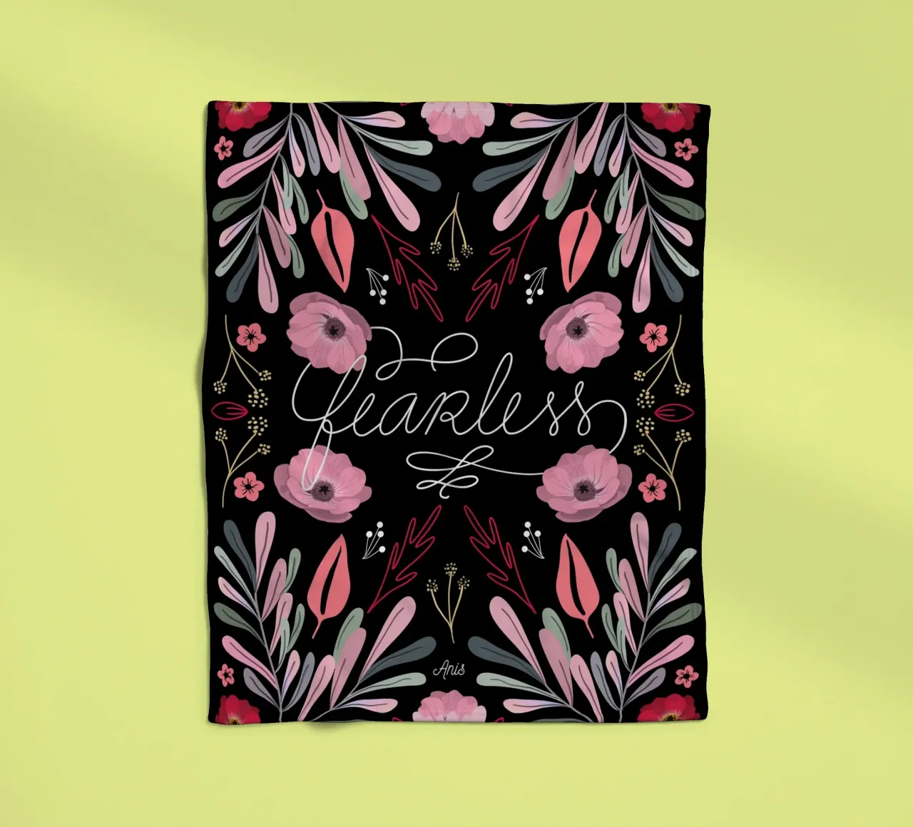 Fearless Quote Mirrored Flowers coperta in pile da anisillustration