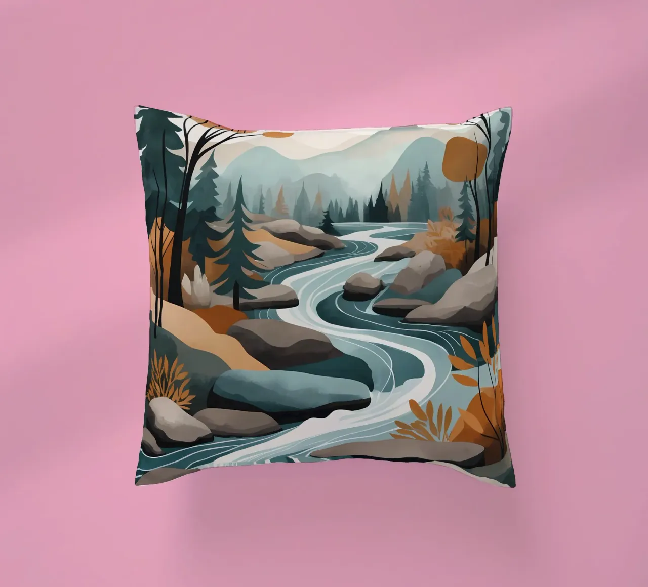 Serene River Flow decorative cushion by Artistic-shop